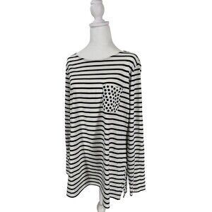 Boden Ahead Of The Stripe Top W/ Dots Navy White Nautical Top Shirt 16